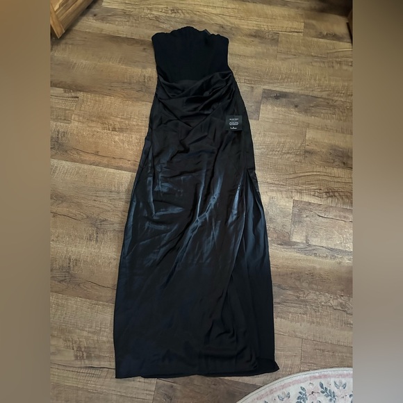 Lulus Mella Black Mixed Media Strapless Maxi Dress - Picture 4 of 6